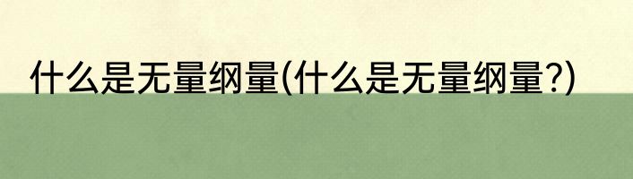 什么是无量纲量(什么是无量纲量?)