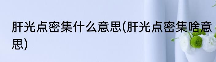 肝光点密集什么意思(肝光点密集啥意思)