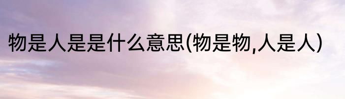 物是人是是什么意思(物是物,人是人)