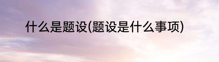什么是题设(题设是什么事项)