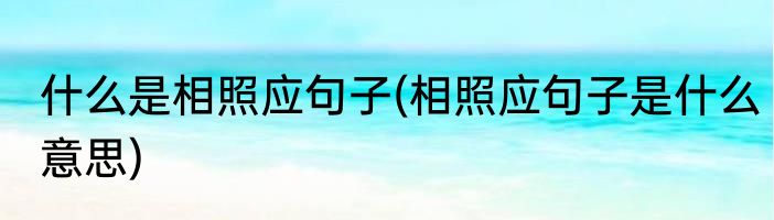 什么是相照应句子(相照应句子是什么意思)