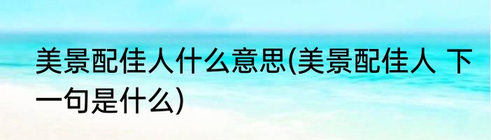 美景配佳人什么意思(美景配佳人 下一句是什么)