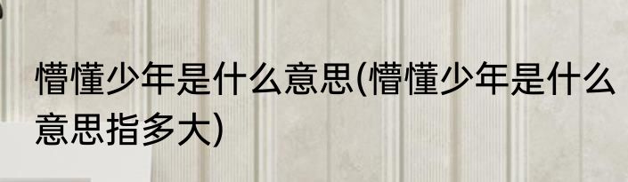懵懂少年是什么意思(懵懂少年是什么意思指多大)