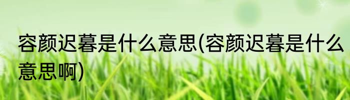 容颜迟暮是什么意思(容颜迟暮是什么意思啊)