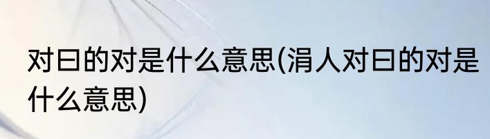 对曰的对是什么意思(涓人对曰的对是什么意思)