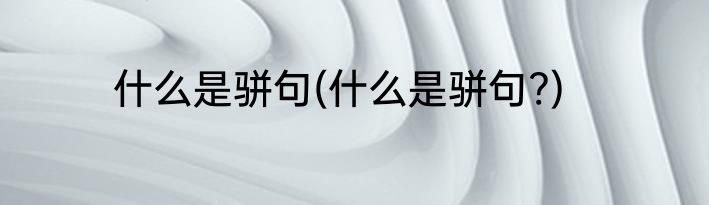 什么是骈句(什么是骈句?)