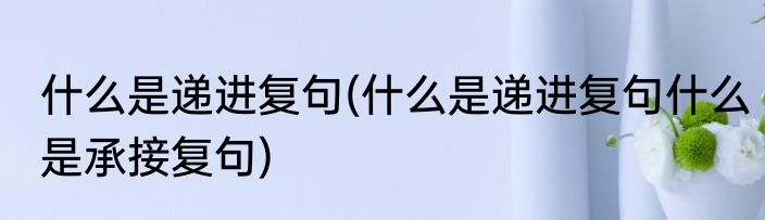 什么是递进复句(什么是递进复句什么是承接复句)