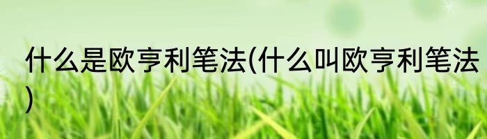 什么是欧亨利笔法(什么叫欧亨利笔法)