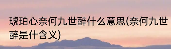 琥珀心奈何九世醉什么意思(奈何九世醉是什含义)