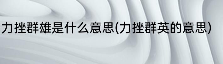 力挫群雄是什么意思(力挫群英的意思)