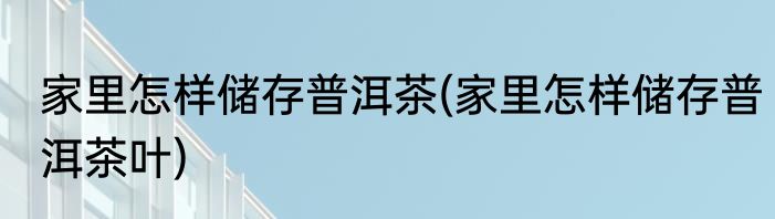 家里怎样储存普洱茶(家里怎样储存普洱茶叶)