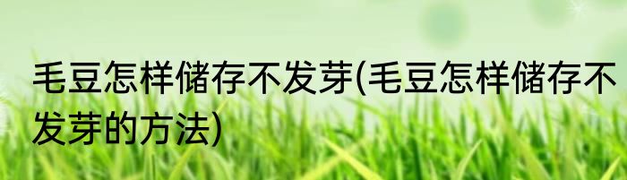 毛豆怎样储存不发芽(毛豆怎样储存不发芽的方法)