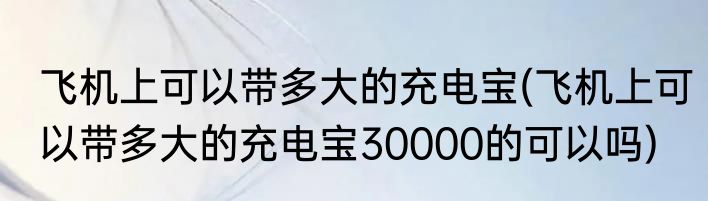 飞机上可以带多大的充电宝(飞机上可以带多大的充电宝30000的可以吗)