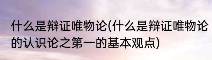 什么是辩证唯物论(什么是辩证唯物论的认识论之第一的基本观点)