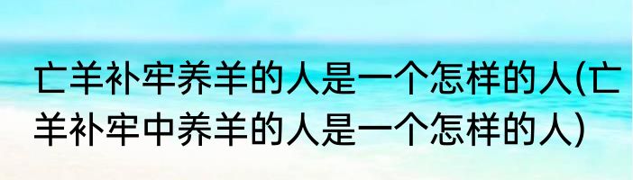 亡羊补牢养羊的人是一个怎样的人(亡羊补牢中养羊的人是一个怎样的人)