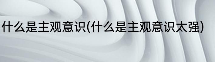 什么是主观意识(什么是主观意识太强)