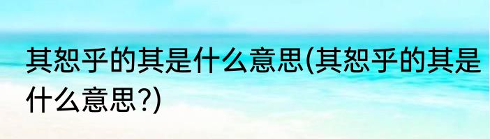 其恕乎的其是什么意思(其恕乎的其是什么意思?)