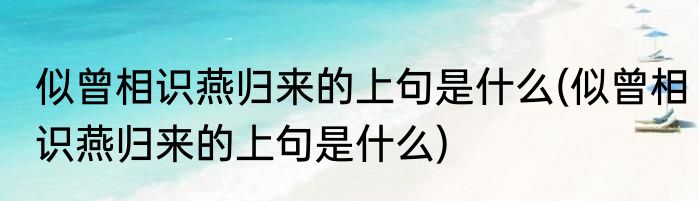 似曾相识燕归来的上句是什么(似曾相识燕归来的上句是什么)