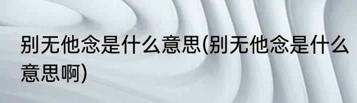 别无他念是什么意思(别无他念是什么意思啊)