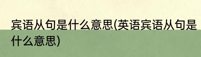 宾语从句是什么意思(英语宾语从句是什么意思)