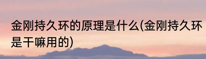 金刚持久环的原理是什么(金刚持久环是干嘛用的)