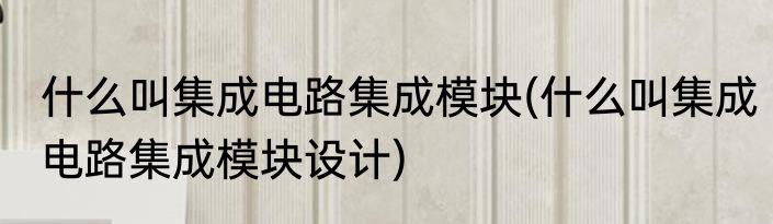 什么叫集成电路集成模块(什么叫集成电路集成模块设计)