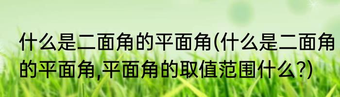 什么是二面角的平面角(什么是二面角的平面角,平面角的取值范围什么?)