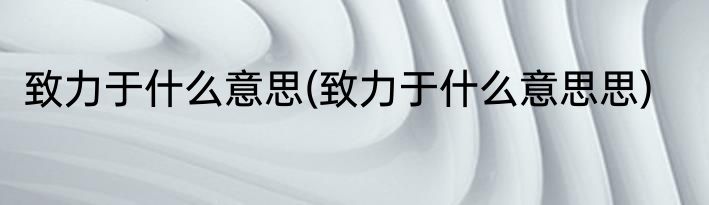 致力于什么意思(致力于什么意思思)