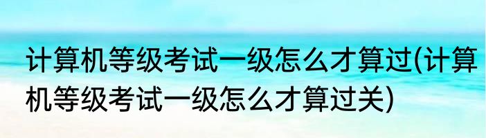 计算机等级考试一级怎么才算过(计算机等级考试一级怎么才算过关)