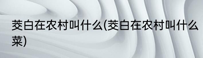 茭白在农村叫什么(茭白在农村叫什么菜)