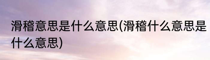 滑稽意思是什么意思(滑稽什么意思是什么意思)