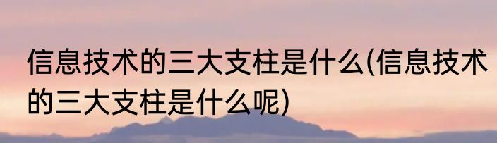 信息技术的三大支柱是什么(信息技术的三大支柱是什么呢)