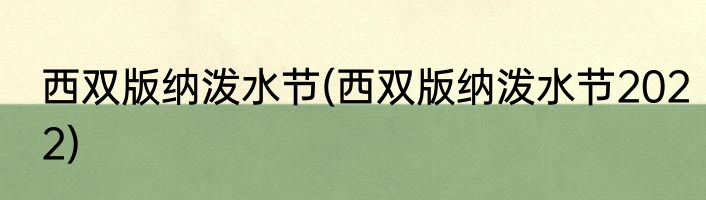西双版纳泼水节(西双版纳泼水节2022)