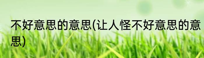 不好意思的意思(让人怪不好意思的意思)