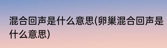 混合回声是什么意思(卵巢混合回声是什么意思)
