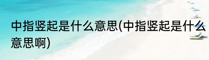 中指竖起是什么意思(中指竖起是什么意思啊)