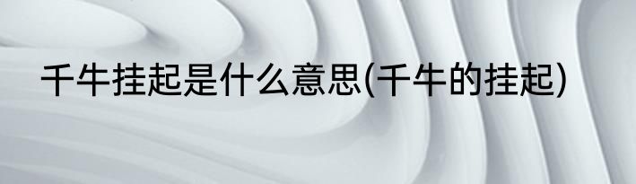 千牛挂起是什么意思(千牛的挂起)