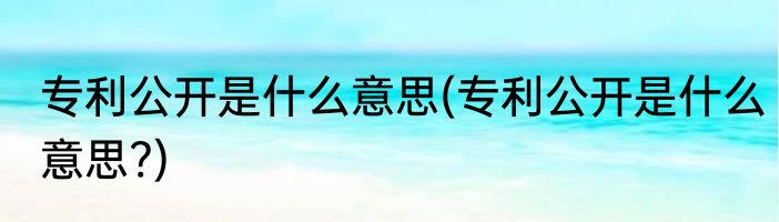 专利公开是什么意思(专利公开是什么意思?)