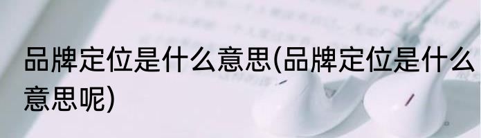 品牌定位是什么意思(品牌定位是什么意思呢)