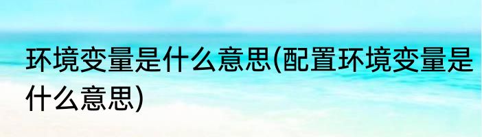 环境变量是什么意思(配置环境变量是什么意思)