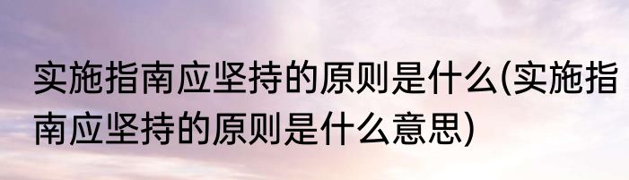 实施指南应坚持的原则是什么(实施指南应坚持的原则是什么意思)