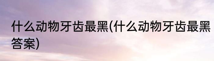 什么动物牙齿最黑(什么动物牙齿最黑答案)