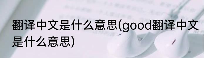 翻译中文是什么意思(good翻译中文是什么意思)
