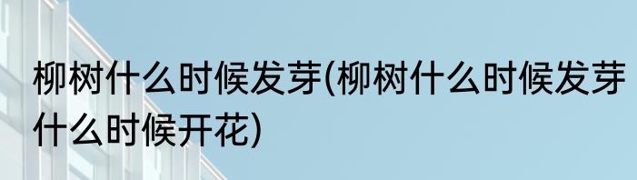 柳树什么时候发芽(柳树什么时候发芽什么时候开花)