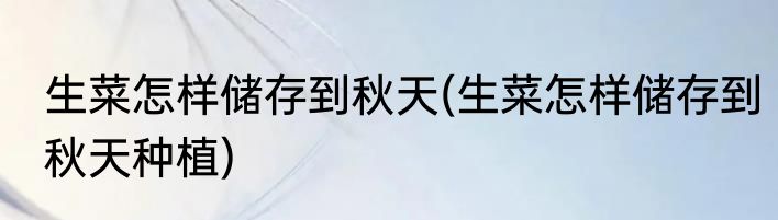 生菜怎样储存到秋天(生菜怎样储存到秋天种植)