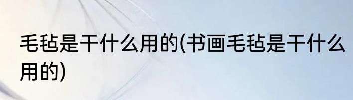 毛毡是干什么用的(书画毛毡是干什么用的)