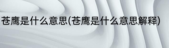 苍鹰是什么意思(苍鹰是什么意思解释)