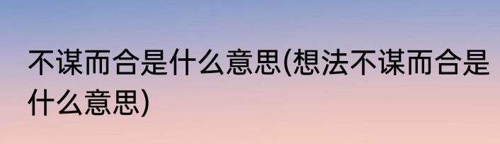 不谋而合是什么意思(想法不谋而合是什么意思)
