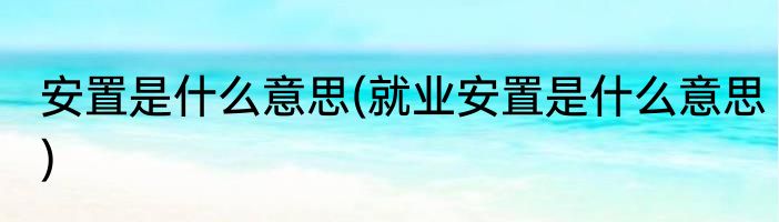 安置是什么意思(就业安置是什么意思)