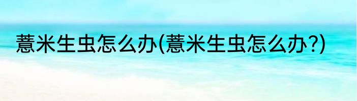 薏米生虫怎么办(薏米生虫怎么办?)